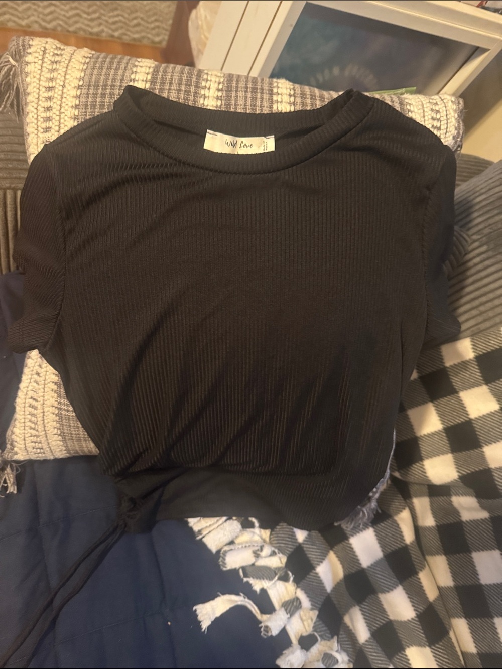 wild fable Black Ribbed Tie-sides Crop Top
